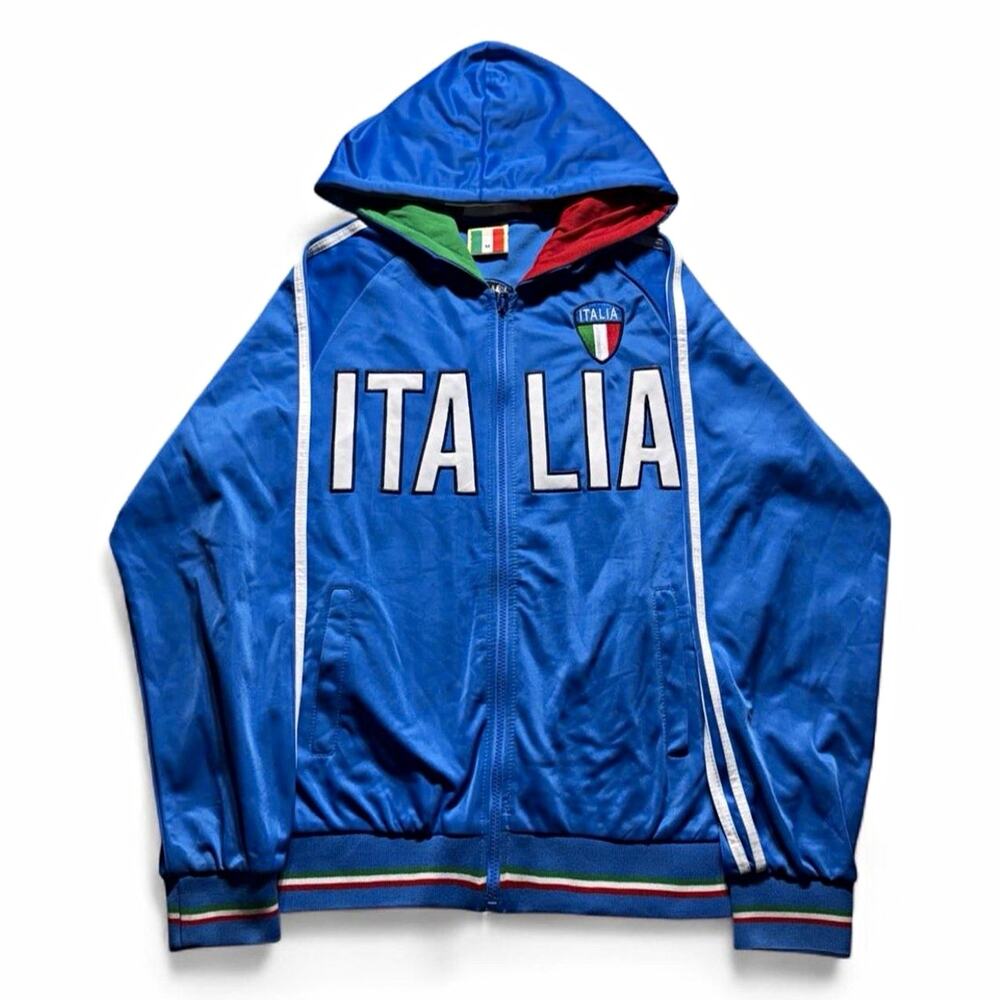 Italy Soccer Full-Zip Hooded Jacket Blue White Green Red M